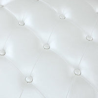 Iconic Home Marley Tufted Faux Leather Round Ottoman Pouf