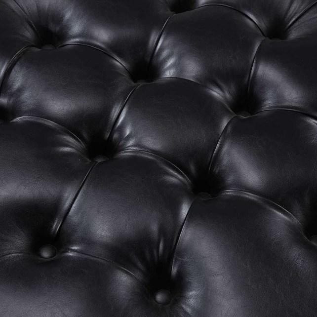 Iconic Home Mona Tufted Faux Leather Round Storage Ottoman