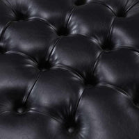 Iconic Home Mona Tufted Faux Leather Round Storage Ottoman