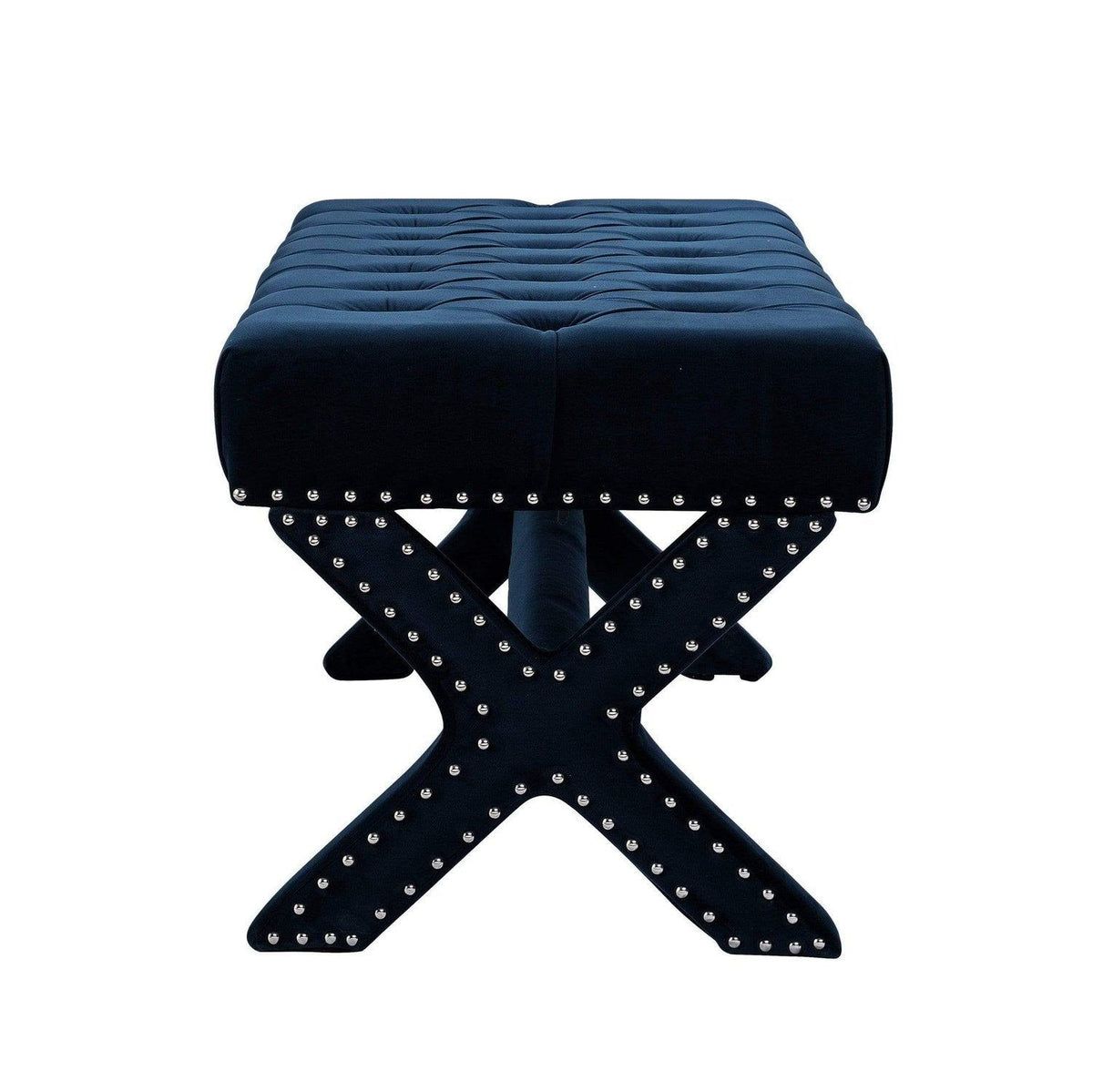 Iconic Home Neil Tufted Velvet Bench X-Frame