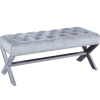 Iconic Home Neil Tufted Velvet Bench X-Frame