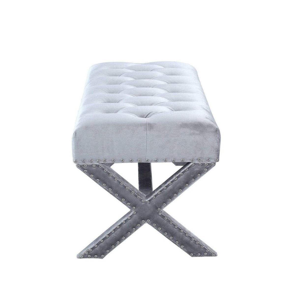 Iconic Home Neil Tufted Velvet Bench X-Frame