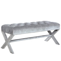 Iconic Home Neil Tufted Velvet Bench X-Frame