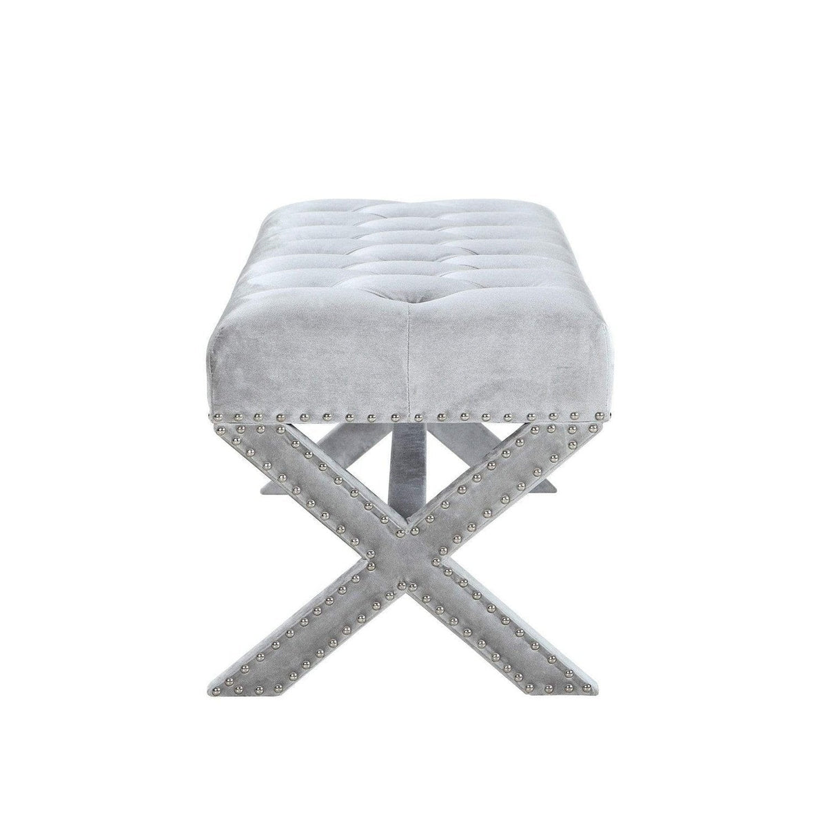 Iconic Home Neil Tufted Velvet Bench X-Frame