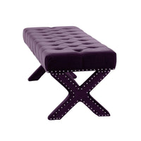 Iconic Home Neil Tufted Velvet Bench X-Frame