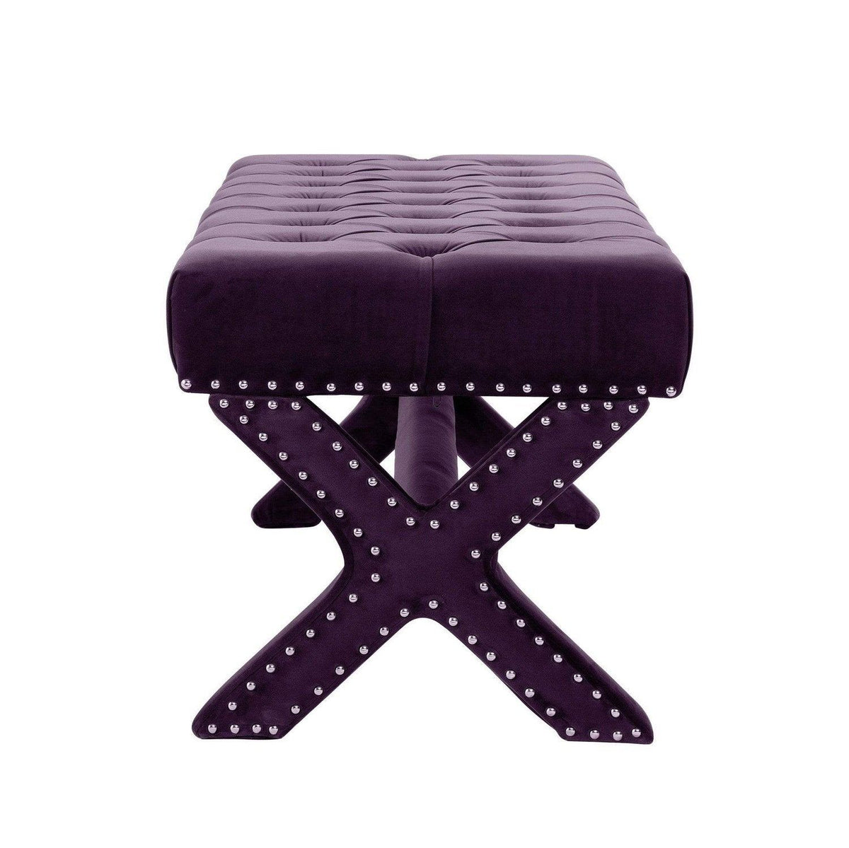 Iconic Home Neil Tufted Velvet Bench X-Frame