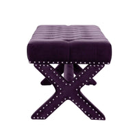 Iconic Home Neil Tufted Velvet Bench X-Frame
