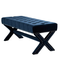 Iconic Home Neil Tufted Velvet Bench X-Frame