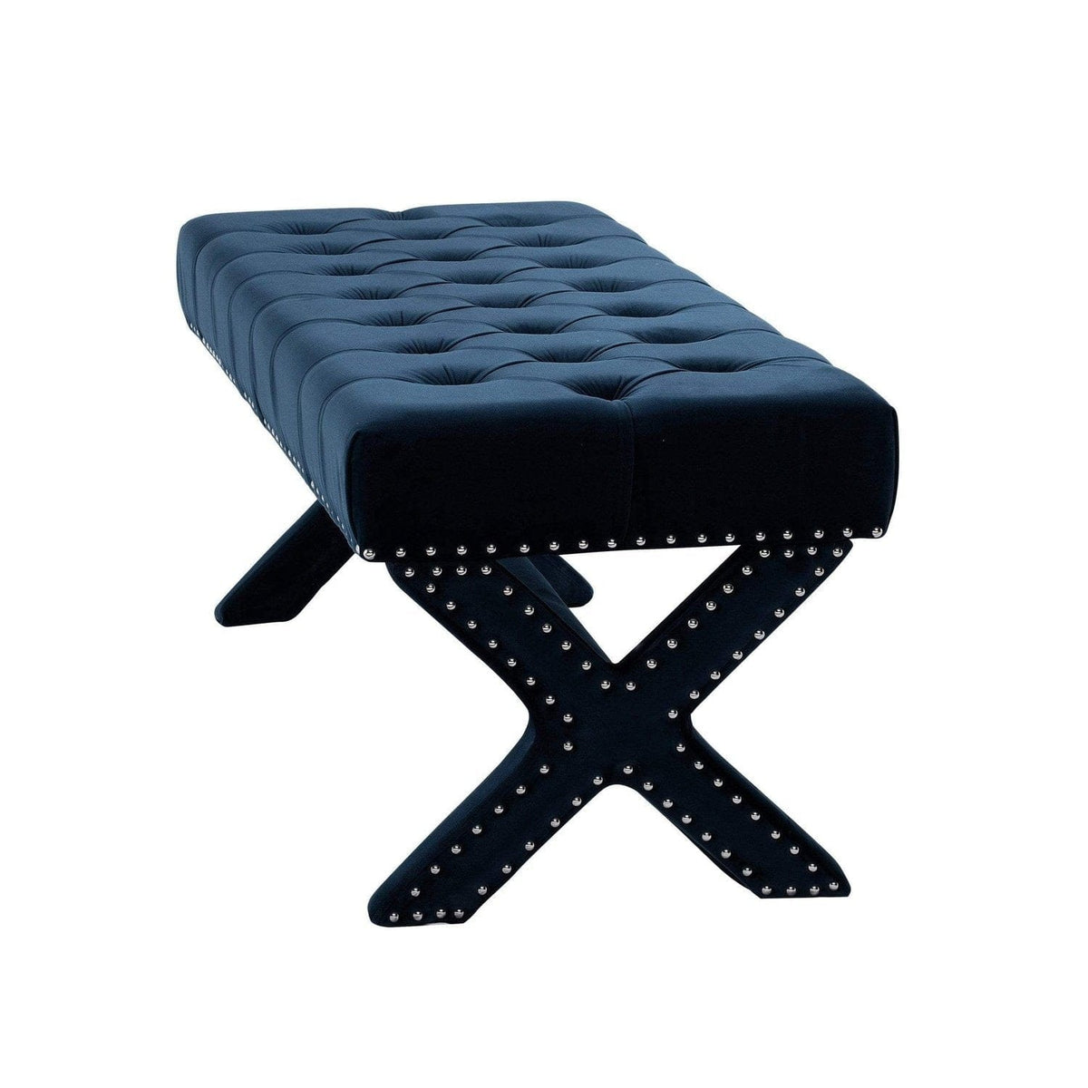 Iconic Home Neil Tufted Velvet Bench X-Frame