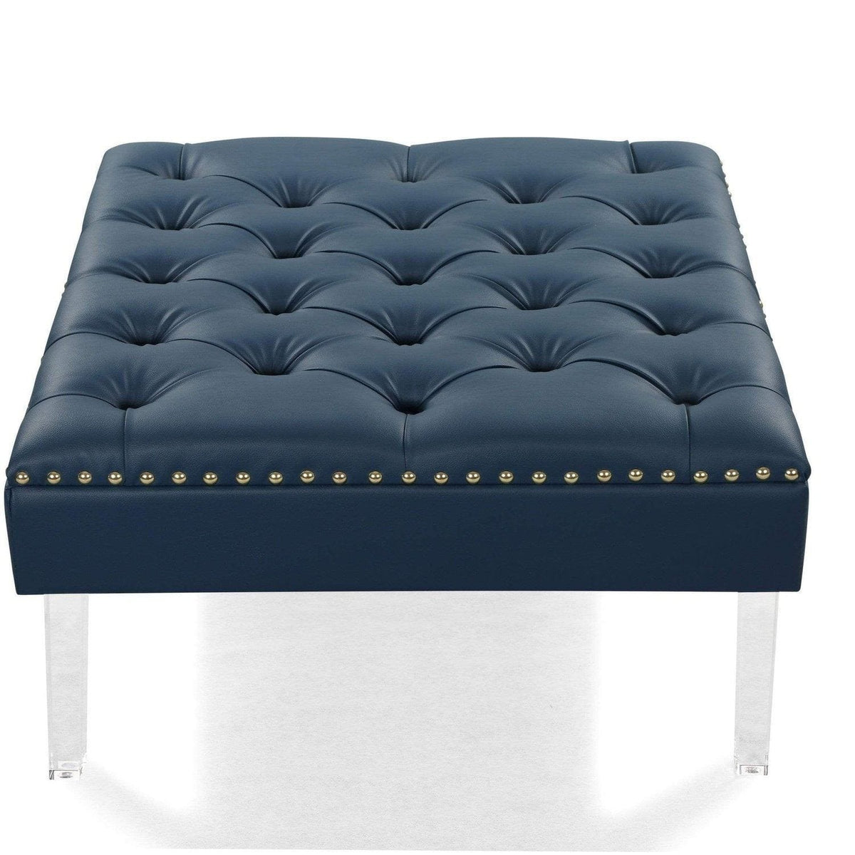 Iconic Home Pierre Faux Leather Square Ottoman Center Table