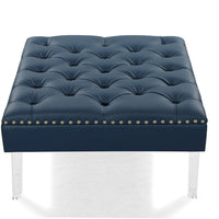 Iconic Home Pierre Faux Leather Square Ottoman Center Table