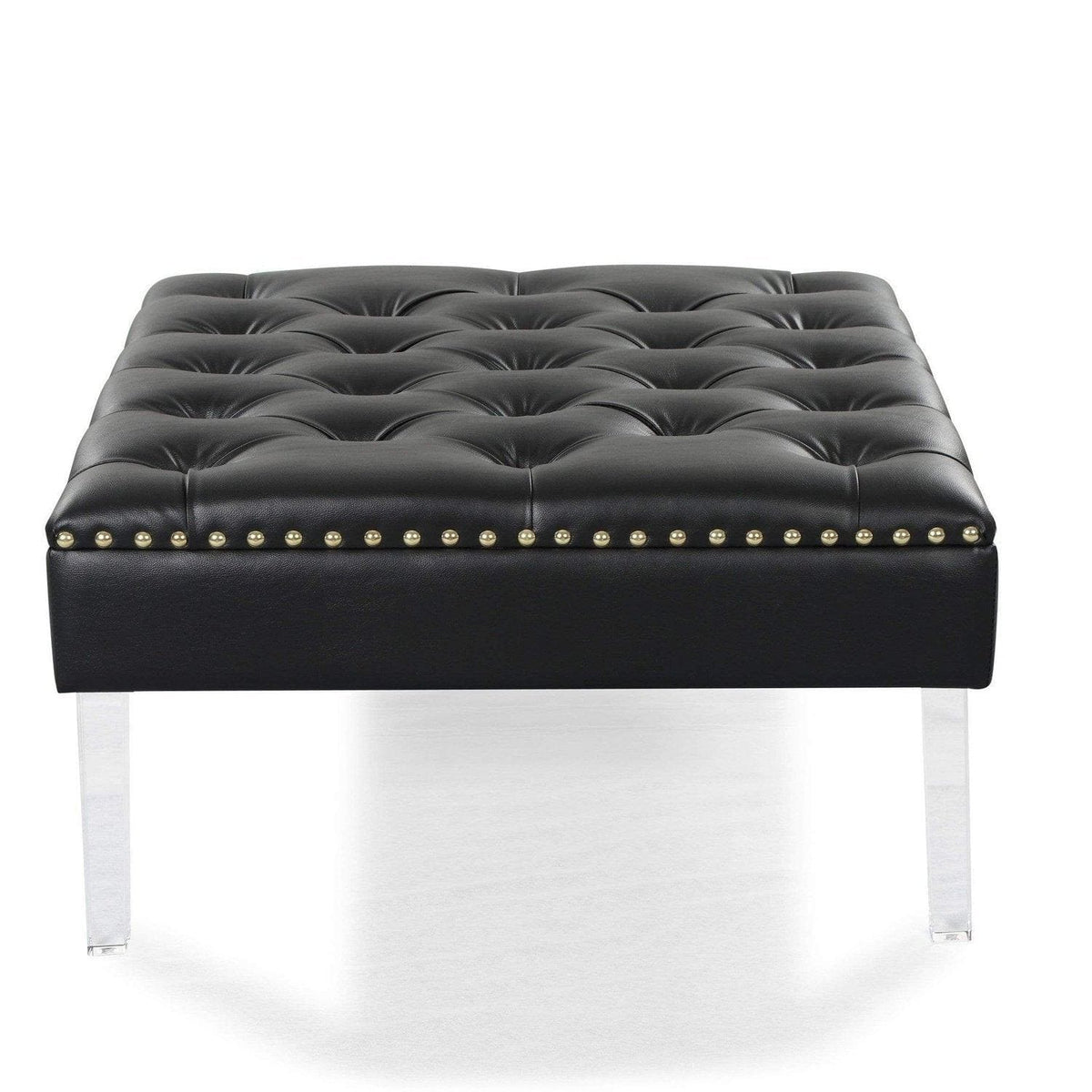Iconic Home Pierre Faux Leather Square Ottoman Center Table