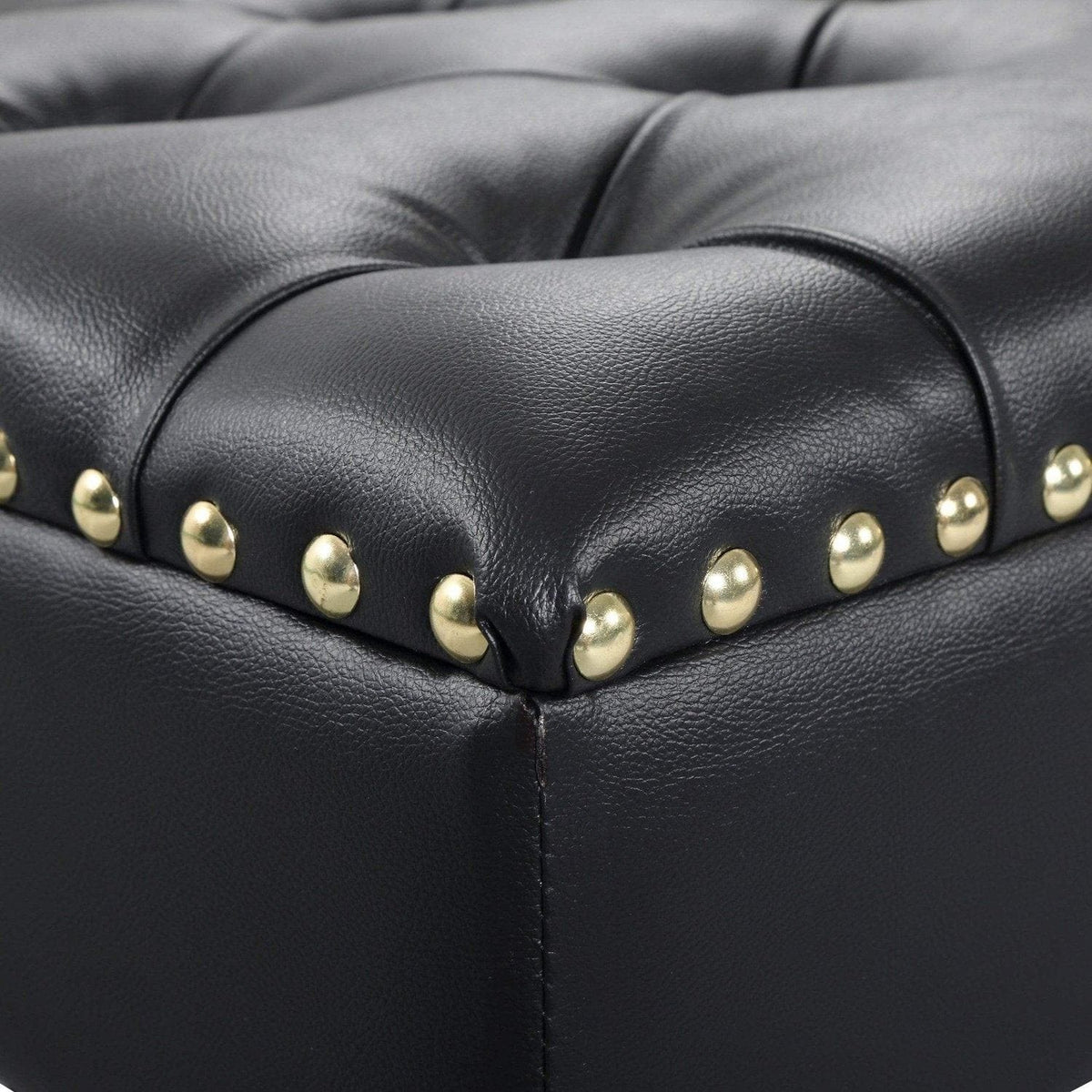 Iconic Home Pierre Faux Leather Square Ottoman Center Table