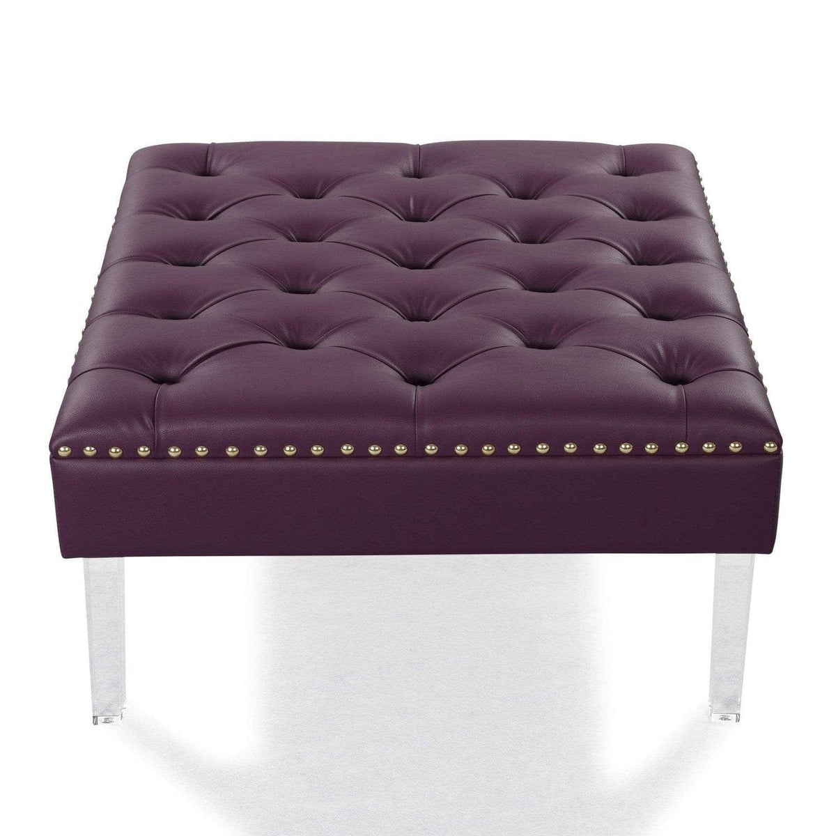 Iconic Home Pierre Faux Leather Square Ottoman Center Table