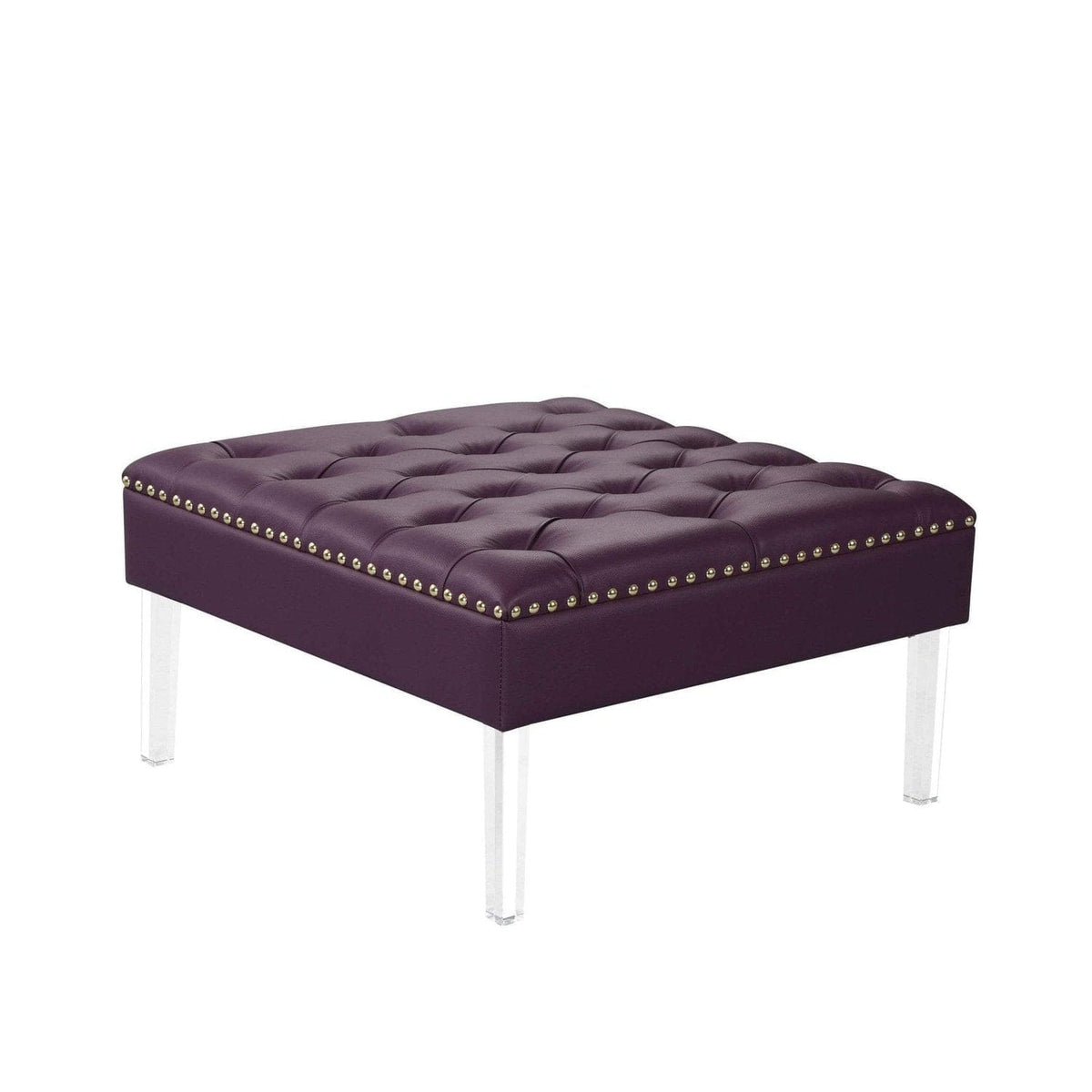 Iconic Home Pierre Faux Leather Square Ottoman Center Table