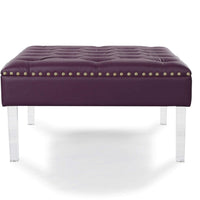 Iconic Home Pierre Faux Leather Square Ottoman Center Table