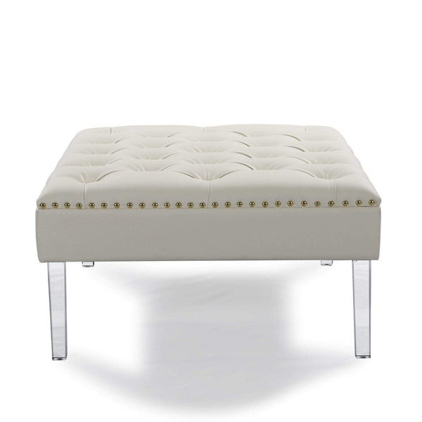 Iconic Home Pierre Faux Leather Square Ottoman Center Table