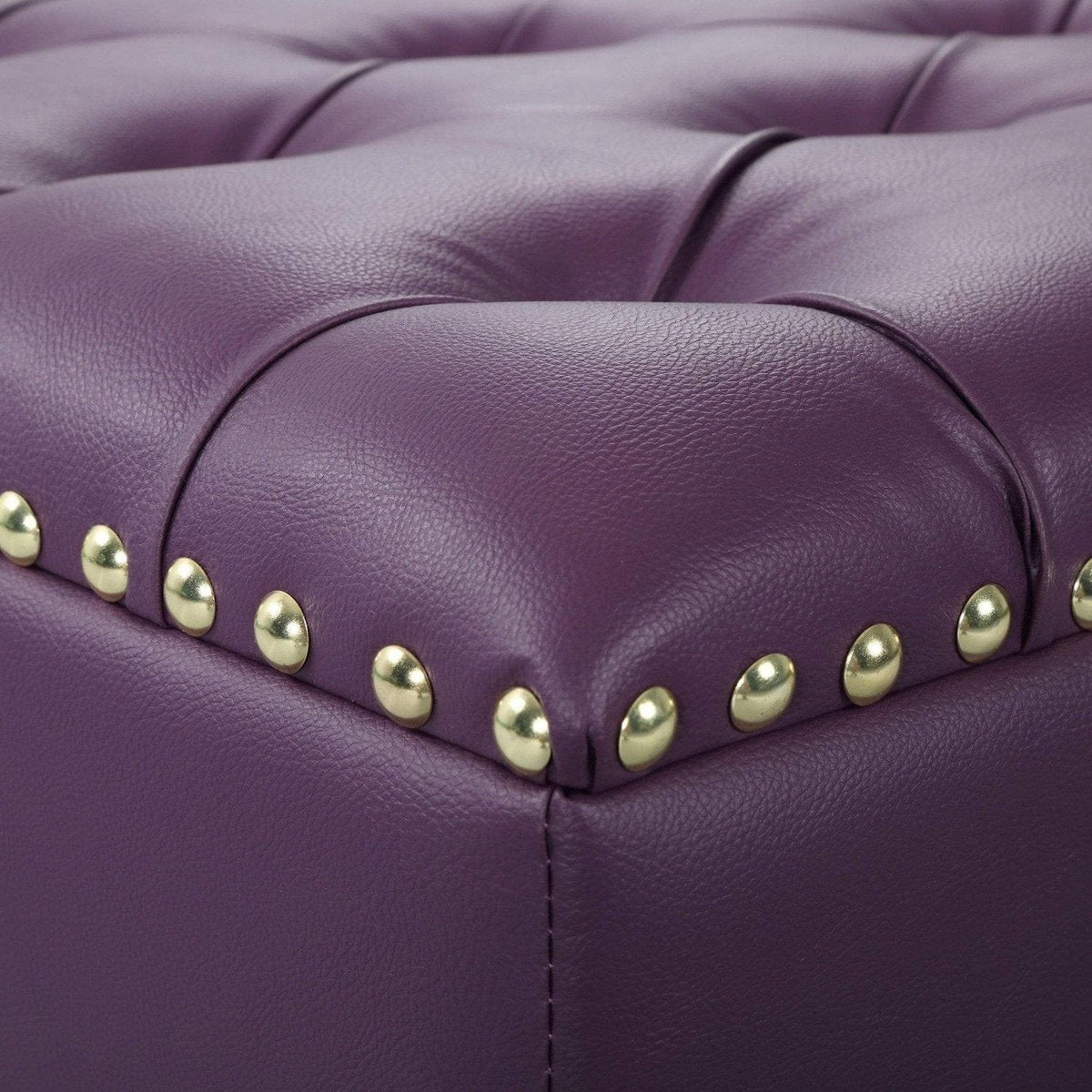 Iconic Home Pierre Faux Leather Square Ottoman Center Table