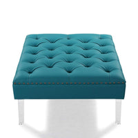 Iconic Home Pierre Faux Leather Square Ottoman Center Table