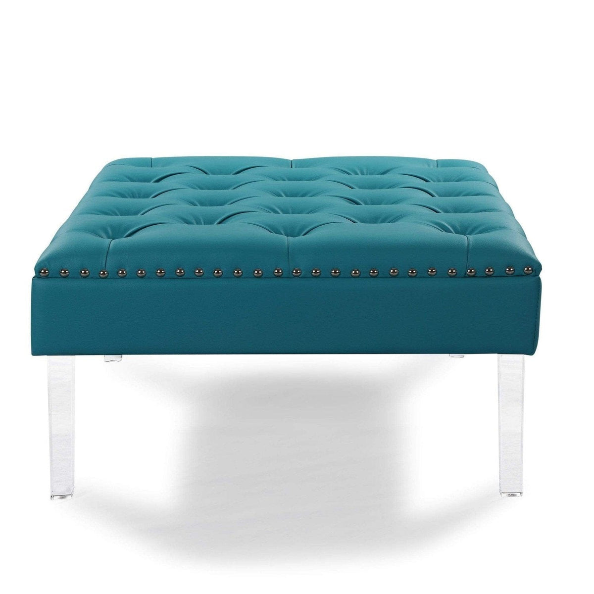 Iconic Home Pierre Faux Leather Square Ottoman Center Table