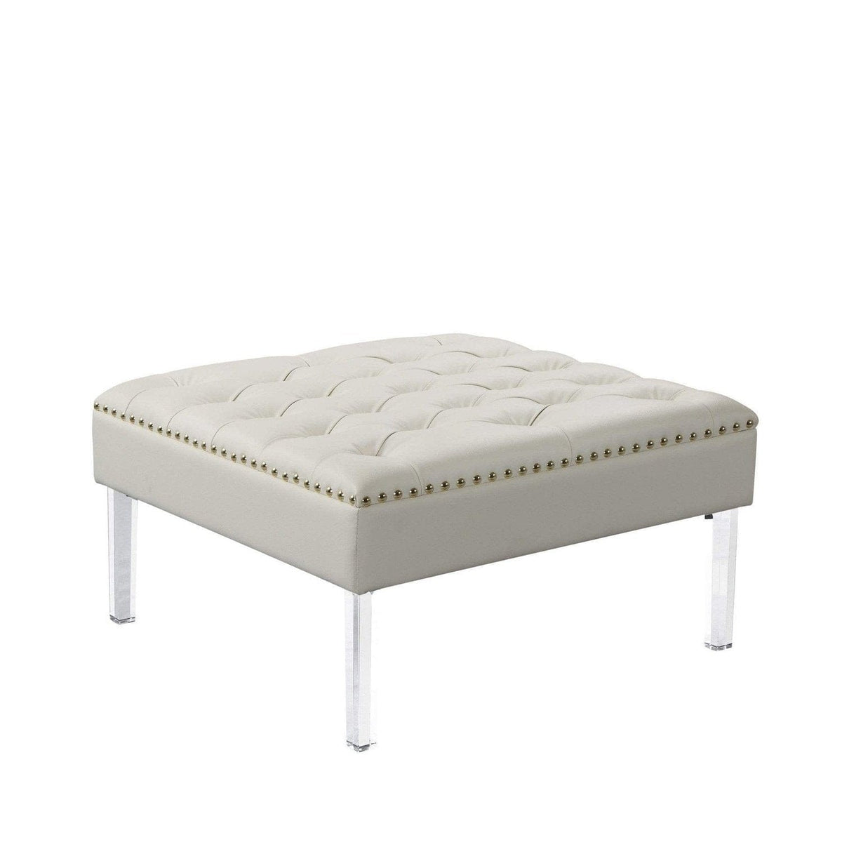 Iconic Home Pierre Faux Leather Square Ottoman Center Table