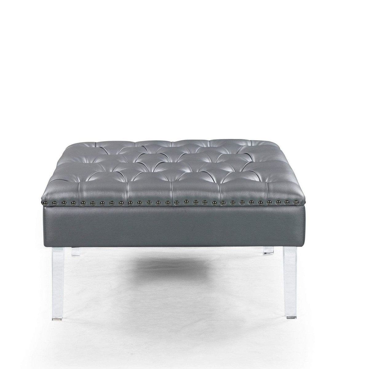 Iconic Home Pierre Faux Leather Square Ottoman Center Table