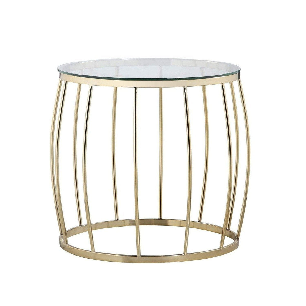 Iconic Home Ponte Round Glass Top End Side Table