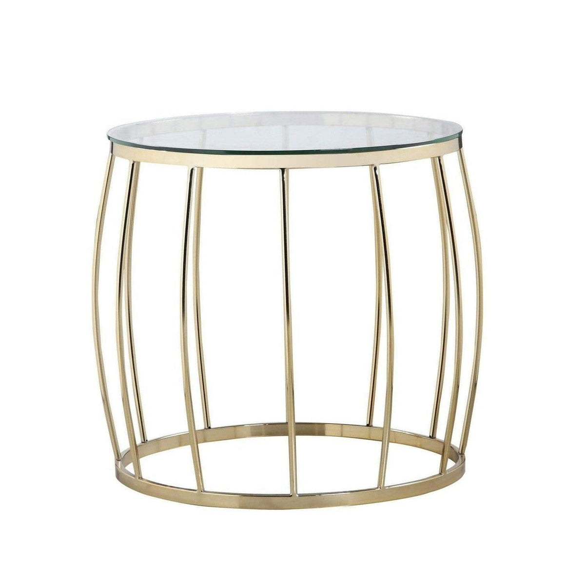Iconic Home Ponte Round Glass Top End Side Table