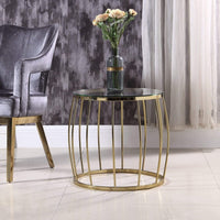 Iconic Home Ponte Round Glass Top End Side Table