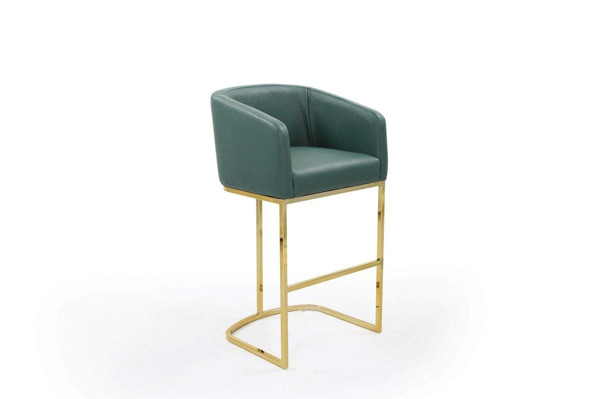 Iconic Home Tess Faux Leather Bar Stool Chair Gold Base