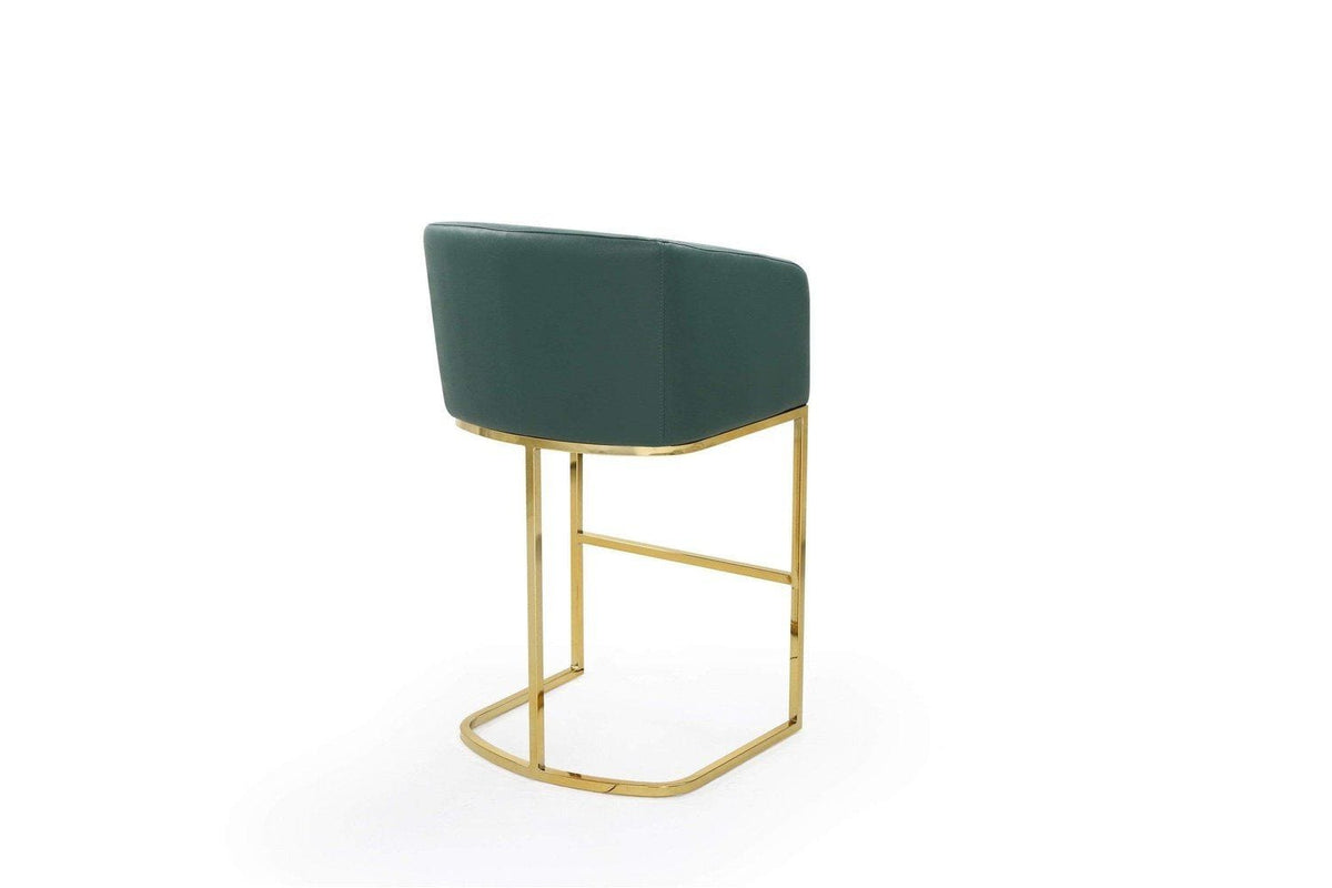 Iconic Home Tess Faux Leather Bar Stool Chair Gold Base