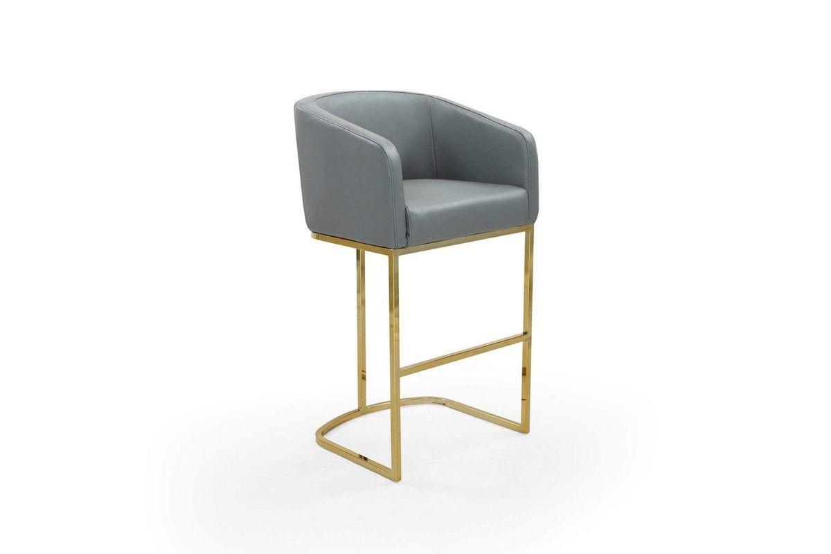 Iconic Home Tess Faux Leather Bar Stool Chair Gold Base