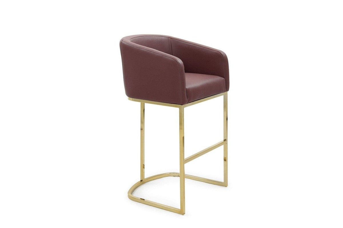 Iconic Home Tess Faux Leather Bar Stool Chair Gold Base