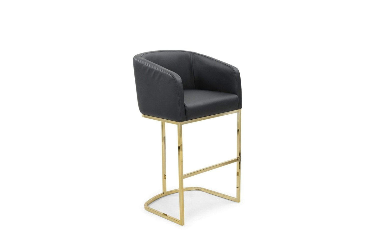 Iconic Home Tess Faux Leather Bar Stool Chair Gold Base