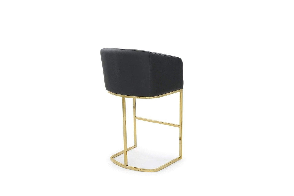 Iconic Home Tess Faux Leather Bar Stool Chair Gold Base