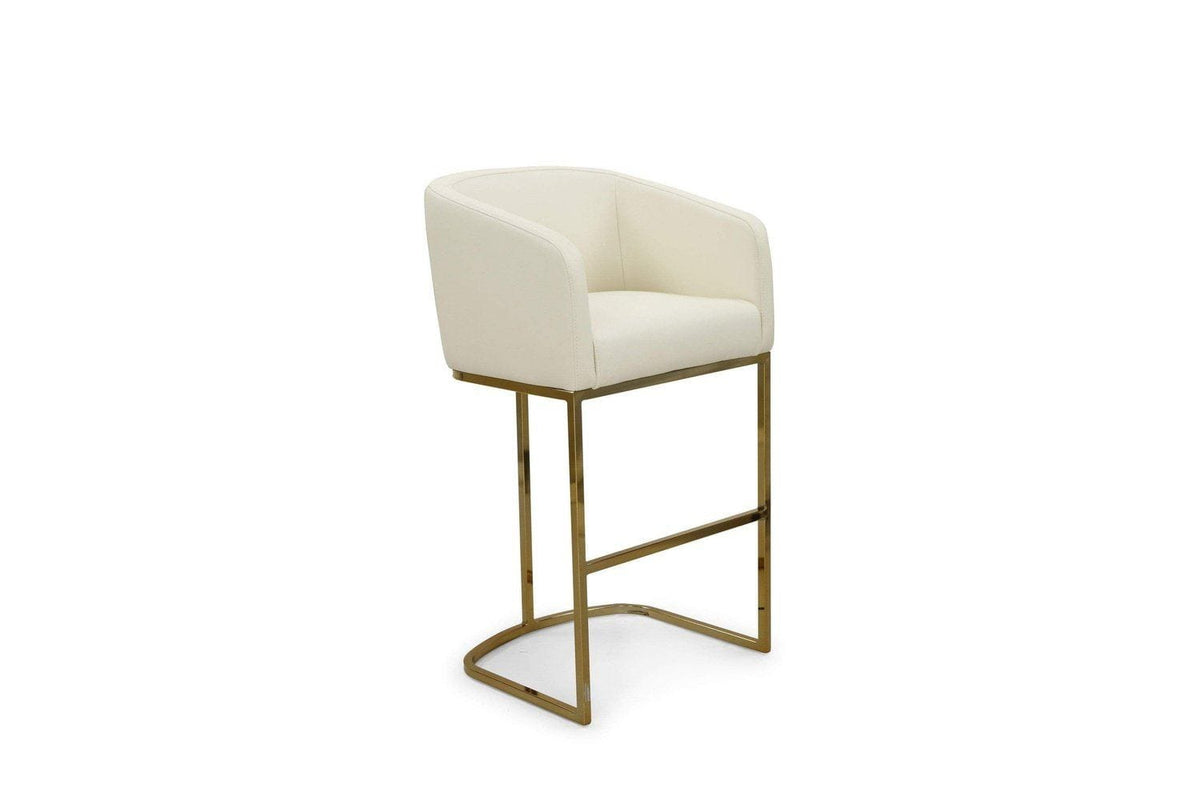 Iconic Home Tess Faux Leather Bar Stool Chair Gold Base