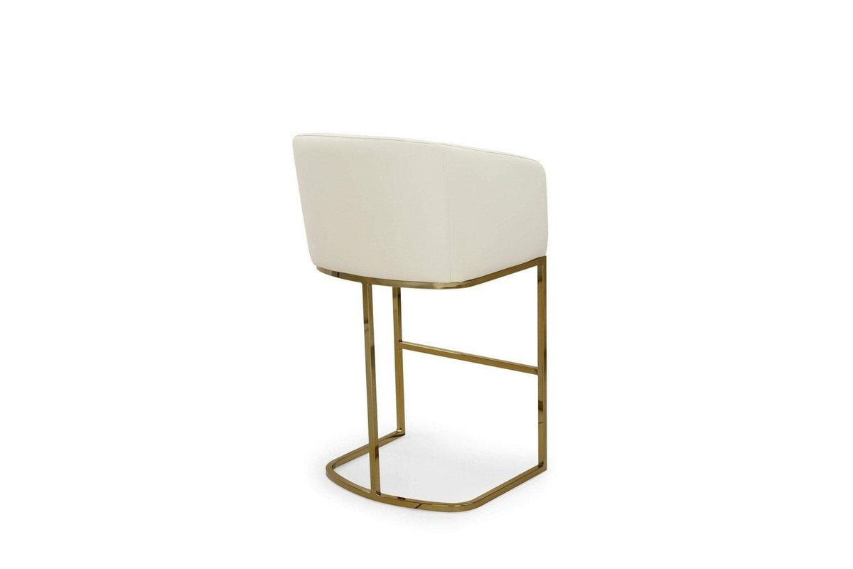 Iconic Home Tess Faux Leather Bar Stool Chair Gold Base