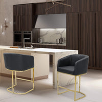 Iconic Home Tess Faux Leather Counter Stool Chair Gold Base Black