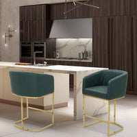 Iconic Home Tess Faux Leather Counter Stool Chair Gold Base Green
