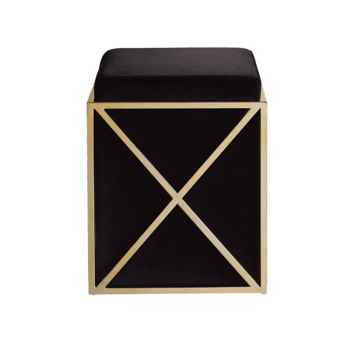 Iconic Home Vana Velvet Square Ottoman