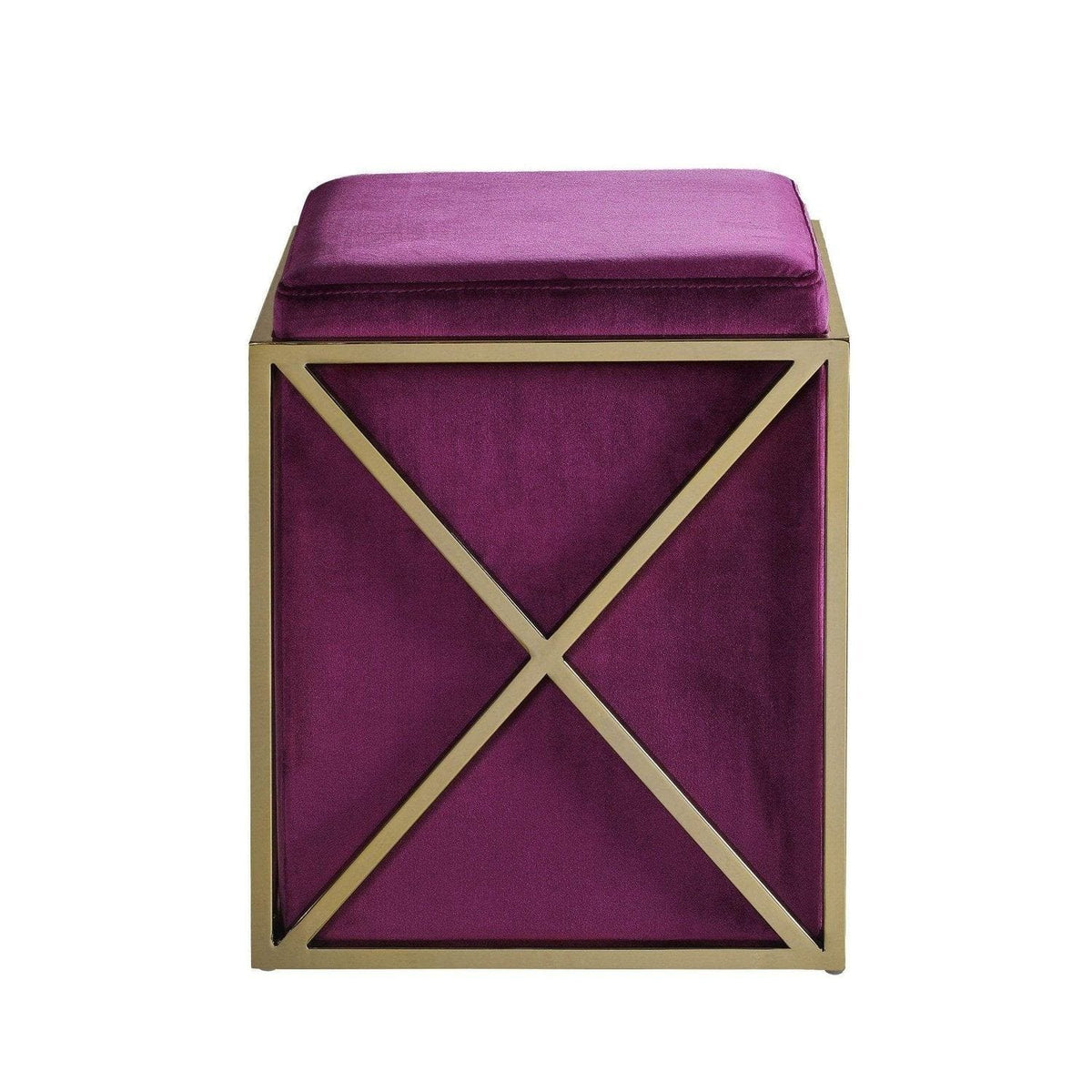 Iconic Home Vana Velvet Square Ottoman