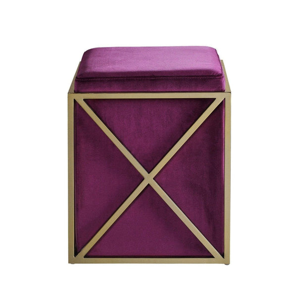 Iconic Home Vana Velvet Square Ottoman