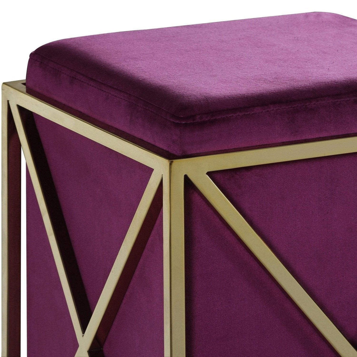 Iconic Home Vana Velvet Square Ottoman