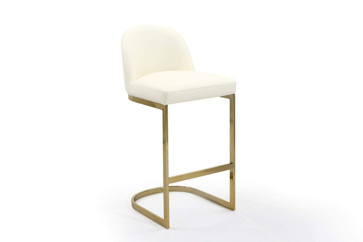 Iconic Home Xander Faux Leather Bar Stool Chair Gold Base
