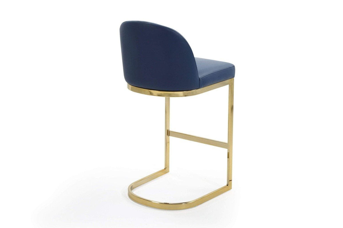 Iconic Home Xander Faux Leather Bar Stool Chair Gold Base