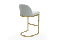 Iconic Home Xander Faux Leather Bar Stool Chair Gold Base