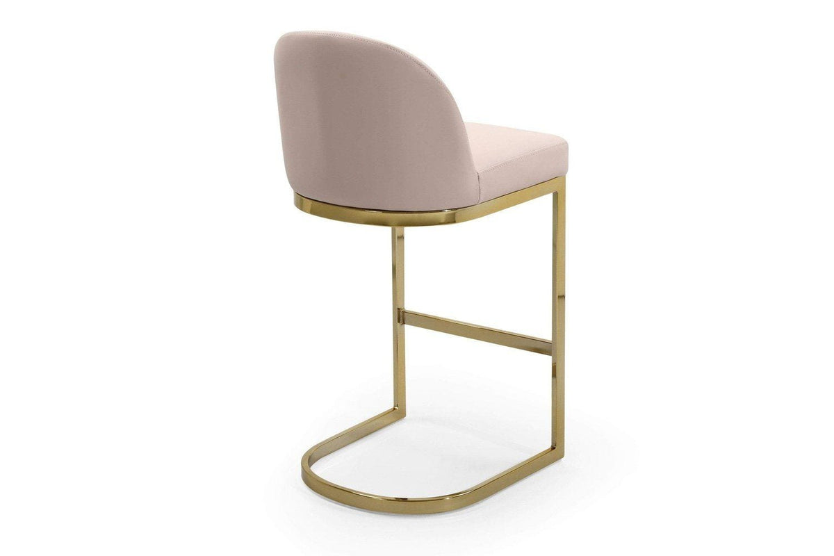 Iconic Home Xander Faux Leather Bar Stool Chair Gold Base