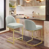 Iconic Home Xander Faux Leather Counter Stool Chair Gold Base Silver