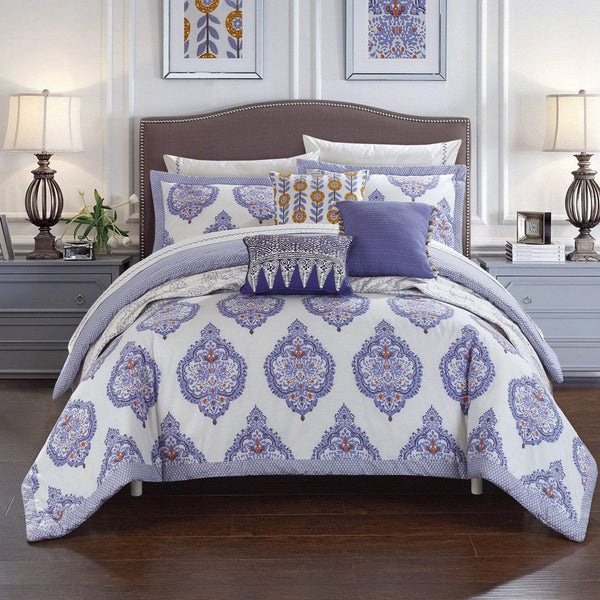 Chic Home Grand Palace 1 Piece 100% Cotton Decorative Pillow Embroidered Fringe Border Lavender