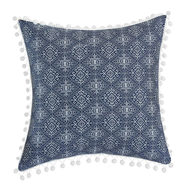 Chic Home Sarita Garden 1 Piece 100% Cotton Decorative Pillow Aztec Inspired Pom Pom Trim Red